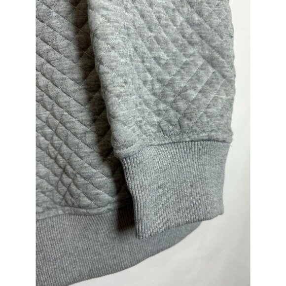 NWT MEROKEETY Button Quilted Patchwork Pullover Sweatshirt Women's Gray / Navy M - Picture 10 of 13